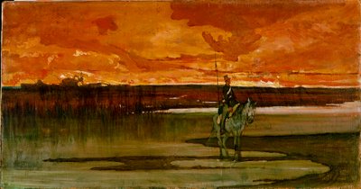 Vaktmann på en elv Vaktmannen på elven. Maleri av Giovanni Fattori (1825-1908) 1885-1890 Søn. 27x57 cm Firenze, Galleria d