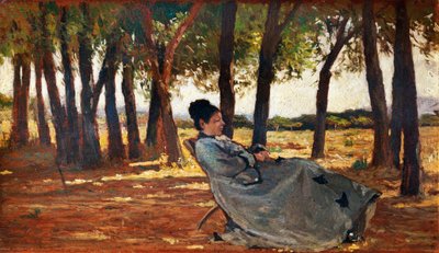 Madam Martelli Castiglioncello, ca 1867, av Giovanni Fattori (1825-1908), olje på panel, 20x33 cm av Giovanni Fattori
