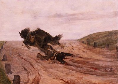 Mann fanget opp av en stigbøyle av Giovanni Fattori