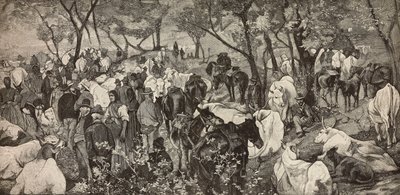 Marked i toskanske Apenninene, gravering fra et maleri av Giovanni Fattori (1825-1908), fra L