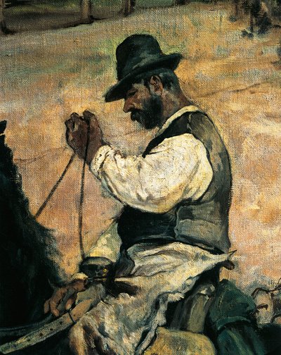 Merking av unge okser i Maremma, ca 1887, av Giovanni Fattori (1825-1908), 86x172 cm, detalj av Giovanni Fattori