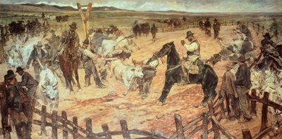 Merking av unge okser i Maremma av Giovanni Fattori (1825-1908), olje på lerret, 885 cm x175 av Giovanni Fattori