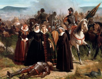 Mary Queen of Scots, i slaget ved Langside, kjempet 13. mai 1568. detalj - Maleri av Giovanni Fattori