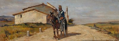 Soldat til hest eller Carabinière til hest i patrulje av Giovanni Fattori