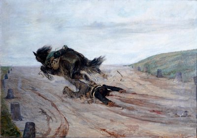 Foten i hesten Hesten faller. Maleri av Giovanni Fattori (1825-1908) 1878-1879 Dim.90x130 cm Firenze, Modern Art Gallery av Giovanni Fattori