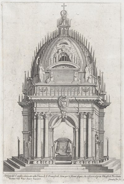 Design av katafalken for Francesco Piccolomini, 1607. av Giovanni Florimi