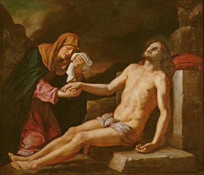 Jesus sørget av jomfruen av Giovanni Francesco Barbieri