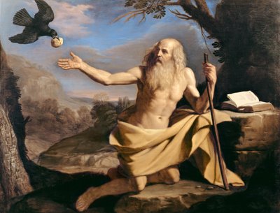 Eremitten St. Paul blir matet av ravnen av Giovanni Francesco Barbieri