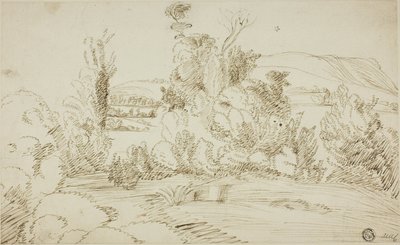 Grove of Trees with Hills in Distance av Giovanni Francesco Grimaldi