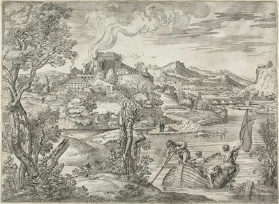 Landskap med en lutespiller av Giovanni Francesco Grimaldi