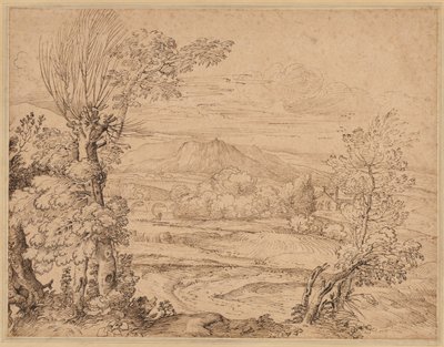 Landskap med en elv og akvedukt av Giovanni Francesco Grimaldi