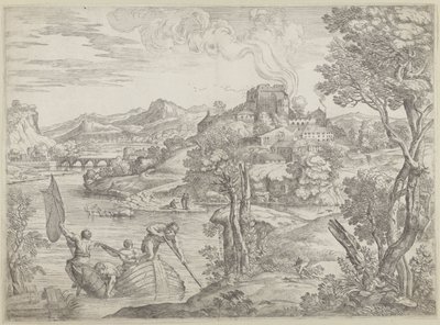 Landskap med lutspiller av Giovanni Francesco Grimaldi
