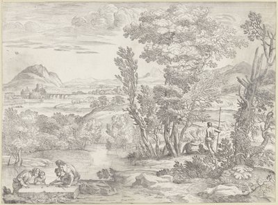 Landskap med fire terninger av Giovanni Francesco Grimaldi