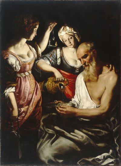 Lot og hans døtre av Giovanni Francesco Guerrieri