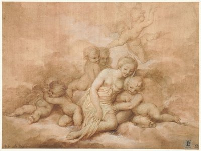 Kvinne med barn av Giovanni Francesco Romanelli