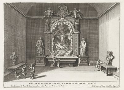 Fontein van Venus i de Villa d'Este te Tivoli Venusfontene i et av palassets siste kamre (tittel på objekt) Fontenene i Estense-hagen i Tivoli (serietittel) Fonteinen in de tuinen van Villa d'Este te Tivoli (serietittel) av Giovanni Francesco Venturini