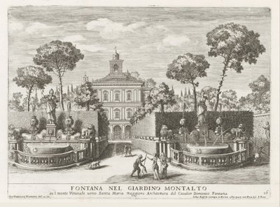 Fonteinen in the gardenen fra Villa Montalto Negroni te Roma Fontene i Montalto-hagen (...) (tittel på objekt) Fontenene i palassene og hagene i Roma (serietittel) Fonteinen in de paleizen en tuinen van Rome (serietittel) av Giovanni Francesco Venturini