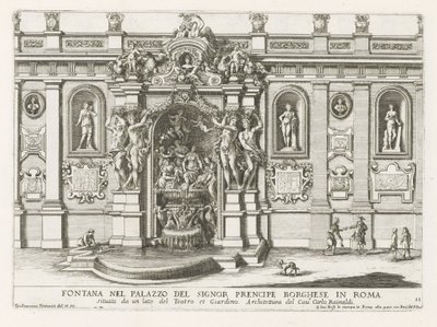 Nymphaeum på innendørsplassen til Palazzo Borghese i Roma Fontene i palasset til Signor precipe Borghese i Roma (...) (tittel på objekt) Fontenene i palassene og hagene i Roma (serietittel) Fonteinen in de paleizen en tuinen van Rome (serie av Giovanni Francesco Venturini