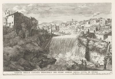 Waterval in de rivier de Aniene ved Tivoli Utsikt over hovedfossen til Aniene-elven i byen Tivoli (tittel på objekt) Fontenene til Estense-hagen i Tivoli (serietittel) Fonteinen in de tuinen van Villa d