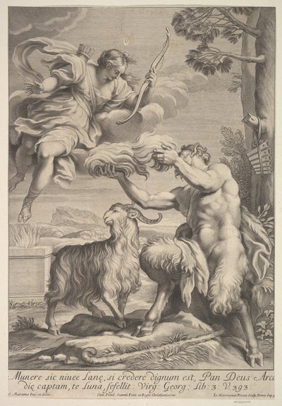 Pannefoliert av Diana, 1675-1741. av Giovanni Girolamo Frezza