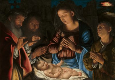 Hyrdenes tilbedelse, 1530-årene. av Giovanni Girolamo Savoldo