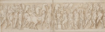 Fangede kvinner blir tatt bort (slutten av LXXIII); parade av badevaktene (LXXIV); Marcus Aurelius ofrer ved et alter (LXXV); Marcus Aurelius ser på et angrep (begynnelsen av LXXVI) av Giovanni Guerra