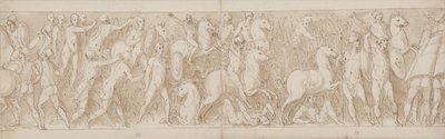 Slutt på en restaurert del av kolonnen (XLVII); sarmaterne blir forfulgt inn i sumpen (XLVIII); romerne angriper en tysk (?) festning (begynnelsen av LIV) av Giovanni Guerra