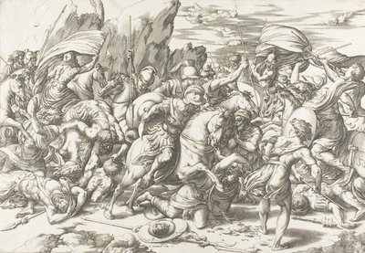 Kampen rundt skjoldet og lansen av Giovanni Jacopo Caraglio