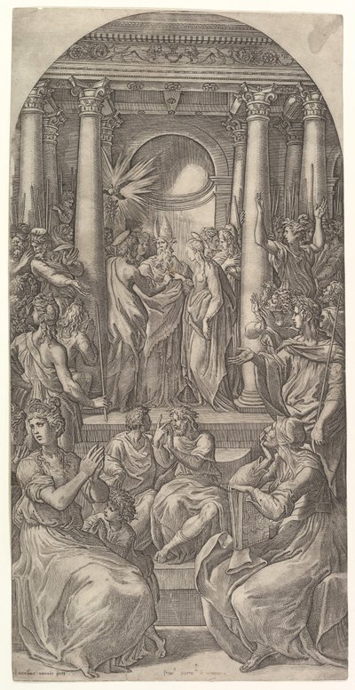 Jomfruens ekteskap, ca. 1525. av Giovanni Jacopo Caraglio