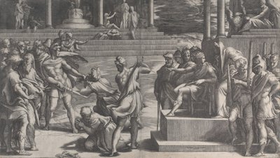 Saint Pauls martyrium og fordømmelsen av Saint Peter, 1524-27. av Giovanni Jacopo Caraglio