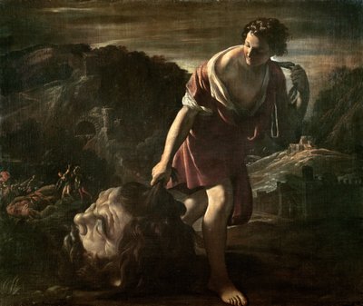 David drar Goliats hode av Giovanni Lanfranco