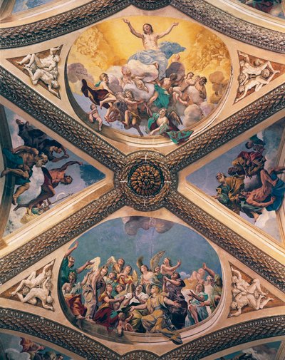 Glory of Christ, freskomaleri, av Giovanni Lanfranco (1582-1647), hvelv av Church of Certosa of San Martino, Napoli, Campania, Italia av Giovanni Lanfranco