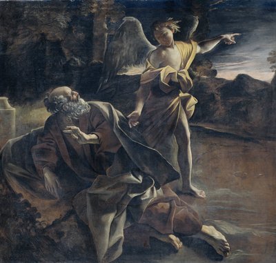 Profeten Elijah våknet i ørkenen av en engel av Giovanni Lanfranco