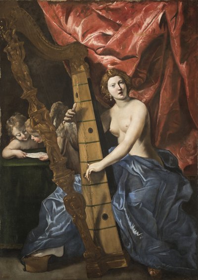 Venus spiller på harpe, ca. 1630. av Giovanni Lanfranco