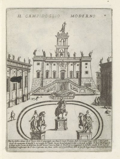 Capitool te Roma Il Campidoglio moderni (tittel på objekt) Moderne en antikke monumenten og bygging i Roma (serietittel) Ornamenti di fabriche antica et moderni dell' alma citta di Roma (serietittel) av Giovanni Maggi