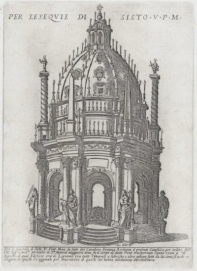 Katafalke for pave Sixtus V, 1591. av Giovanni Maggi