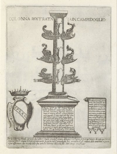 Rostral kolonne Rostral kolonne i Campidoglio (tittel på objekt) Moderne og antikke monumenter og byggverk i Roma (serietittel) Ornamenter av gamle og moderne bygninger i Alma-byen Roma (serietittel) av Giovanni Maggi