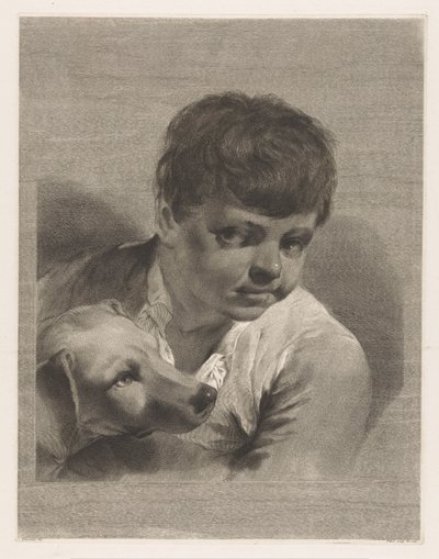 Gutt med hund av Giovanni Marco Pitteri