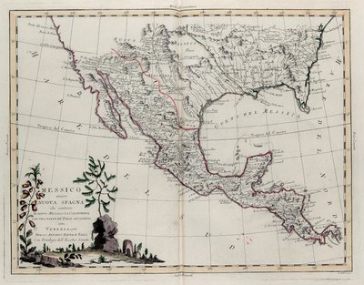 Mexico eller New Spain som inneholder New Mexico, California med en del av tilstøtende land, fra Tome IV av New Atlas, gravert av G. Zuliani, 1785 av Giovanni Marco Pitteri