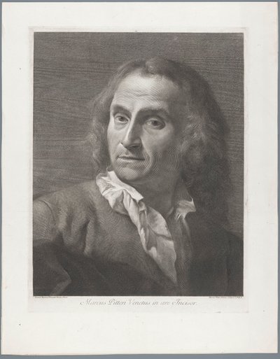 Portrett av trykkeri Giovanni Marco Pitteri Marcus Pitteri Blå gravør i luft (tittel på objekt) av Giovanni Marco Pitteri