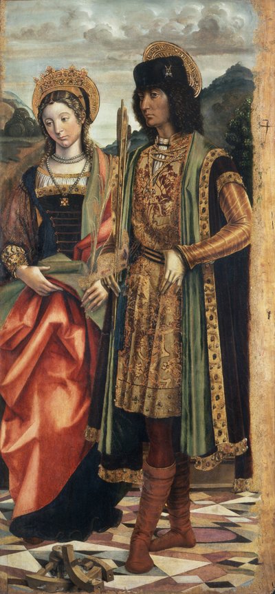 St. Katarina av Alexandria og St. Sebastian, ca. 1496 (tempera om bord) av Giovanni Martino Spanzotti