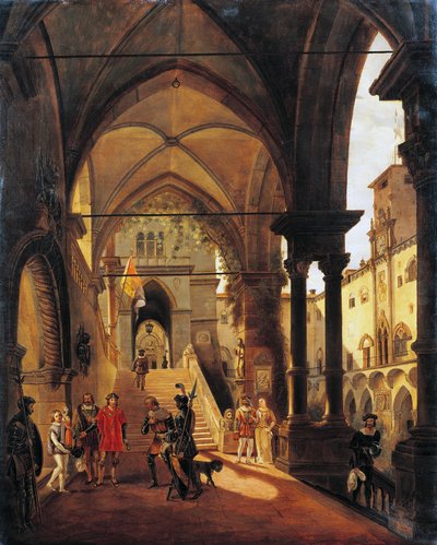 Louis XI på slottet i Barolo, av Giovanni Migliara (1785-1837), olje på lerret, 80x65 cm av Giovanni Migliara