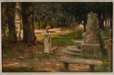 En tur i Villa Borghese (olje på panel) av Giovanni Muzzioli