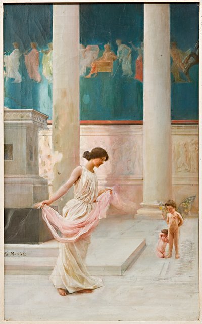 Dans med slør (olje på lerret) av Giovanni Muzzioli