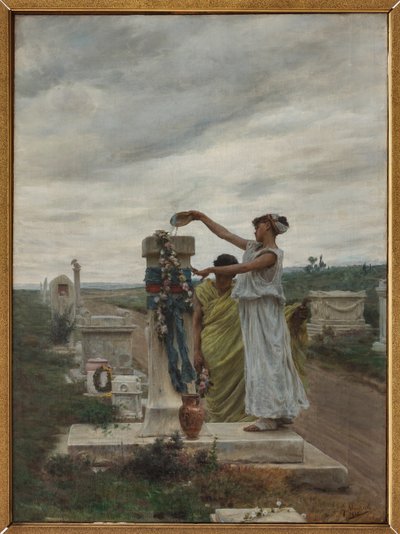 Honor to the Heroes (en rite i antikkens Hellas) (olje på lerret) av Giovanni Muzzioli