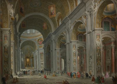 Interiør av Peterskirken, Roma, etter 1754. av Giovanni Paolo Panini