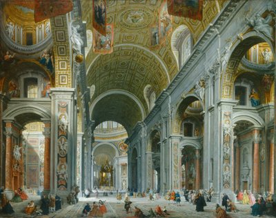 Interiør av Peterskirken, Roma, ca. 1754. av Giovanni Paolo Panini