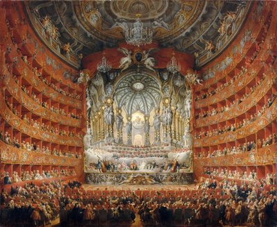 Musikalsk fest gitt av kardinal de La Rochefoucauld i Teatro Argentina i Roma i 1747 av Giovanni Paolo Pannini