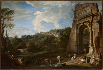 Landskap med Titusbuen av Giovanni Paolo Pannini