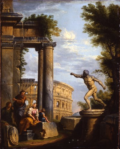 Capricci av klassiske ruiner med filosofer som snakker av Giovanni Paolo Pannini
